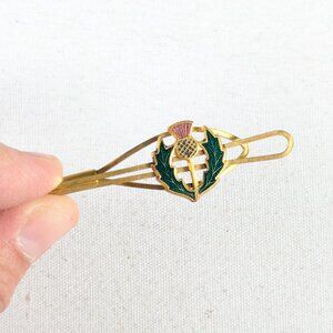 Vintage enamel Scottish Thistle tie clip
